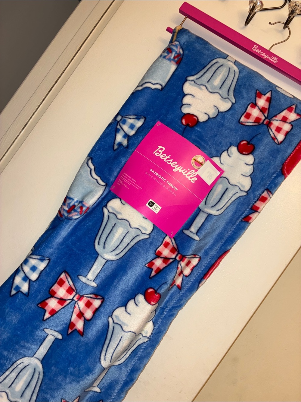 Betsey Johnson Patriotic Plush throw blanket